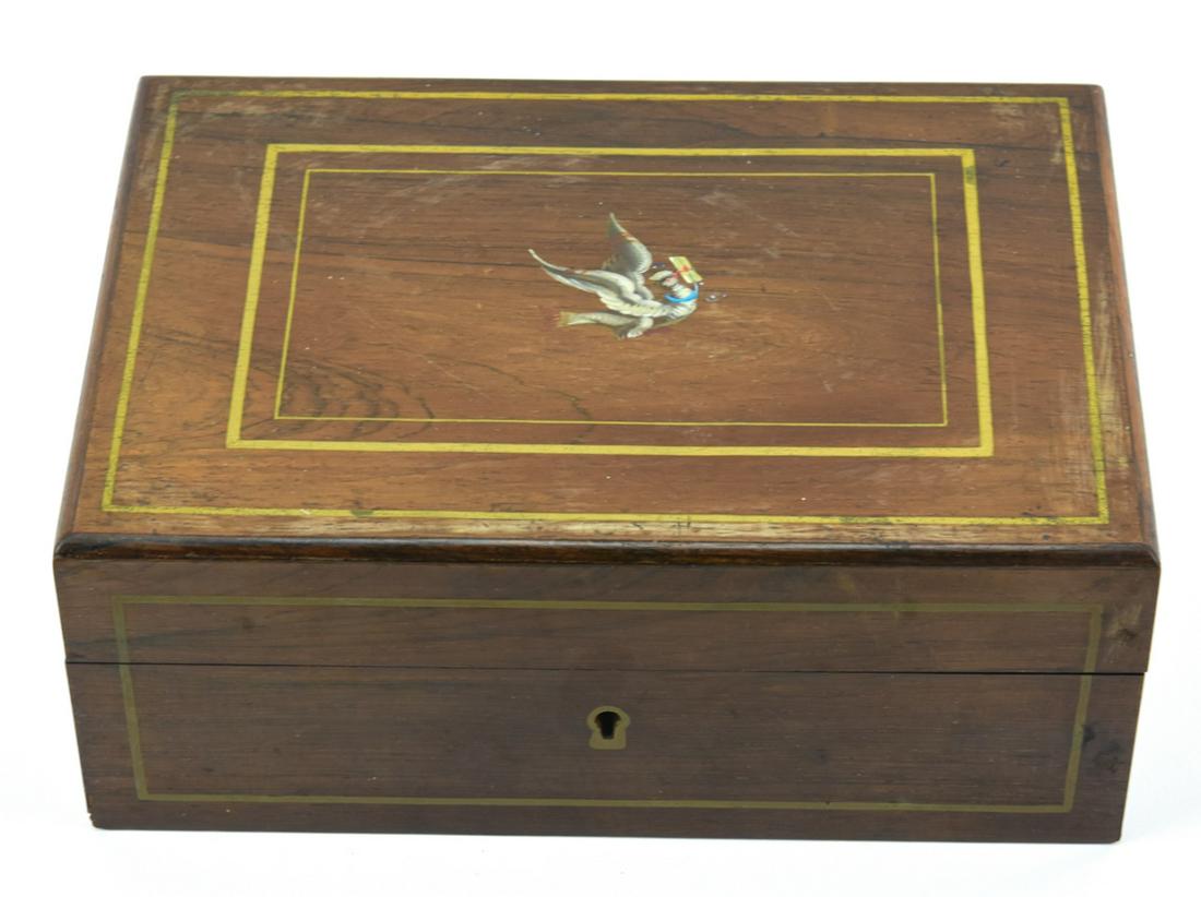 Antique 19th C Swallow Bird Painting Jewelry Box (1 of 10)