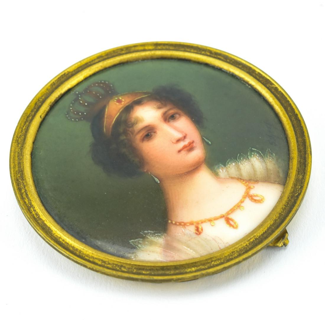 Antique 19th C Portrait Miniature Woman w Tiara (1 of 8)