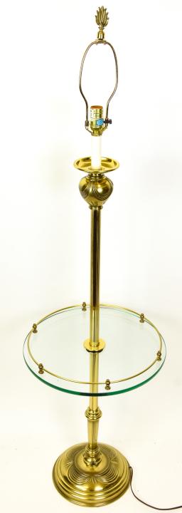 Stiffel Solid Brass Floor Lamp W Tray Table (1 of 8)