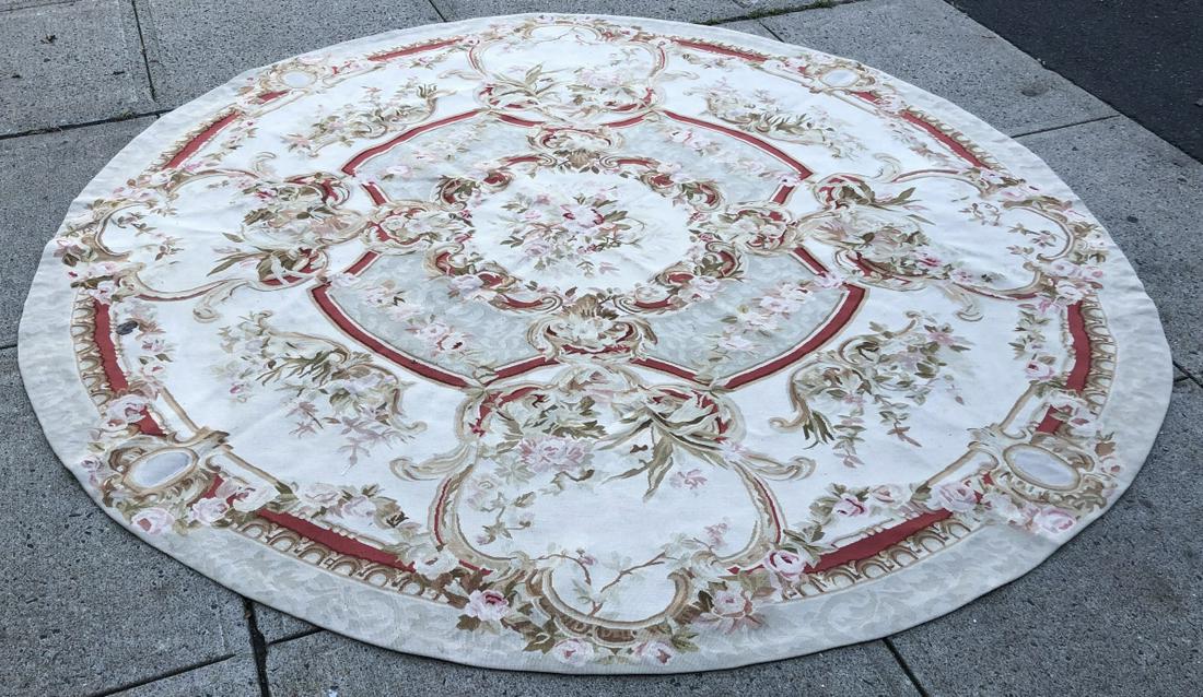 Hand Woven French Aubusson Style Circular Carpet (1 of 6)