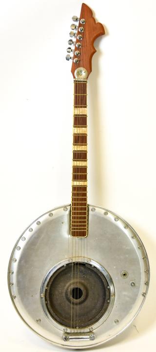 Hand Crafted American Folk Art Artisan Banjo: Hand Crafted Artisan Banjo Constructed From Salvage. Measures 42 inches in height x 18 inches in width x 6 inches in depth.