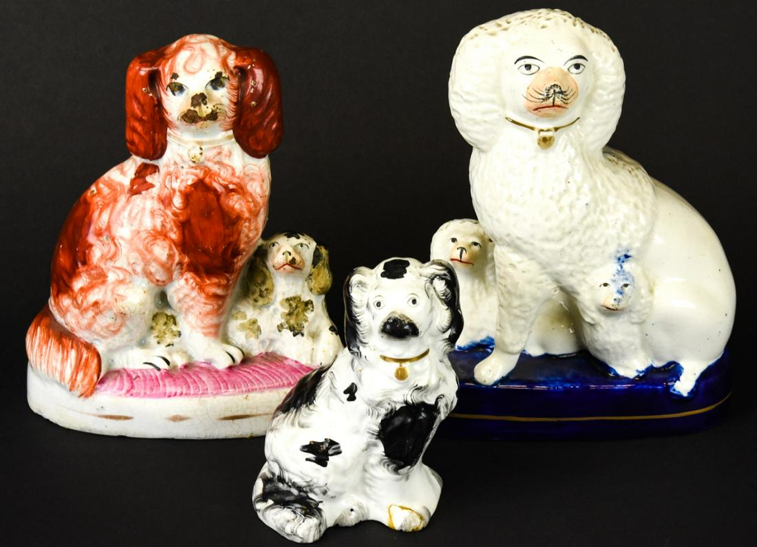 Antique Hand Painted Porcelain Staffordshire Dogs (1 of 10)