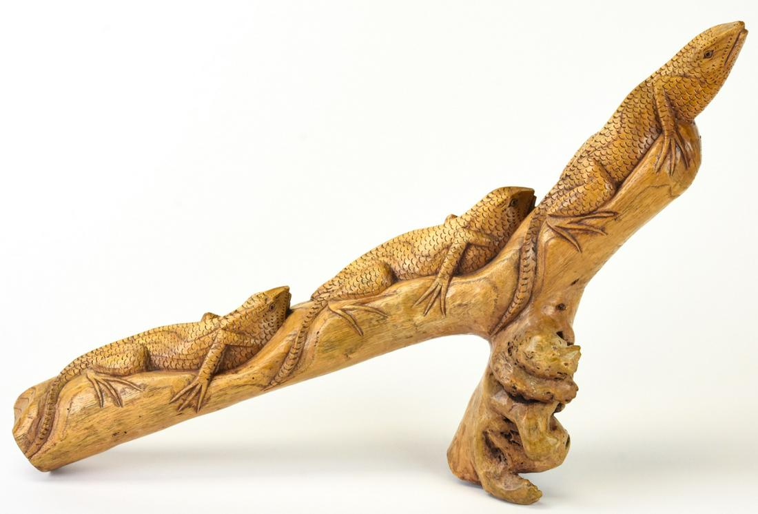 Carved & Live Edge Folk Art Lizard Sculpture (1 of 7)