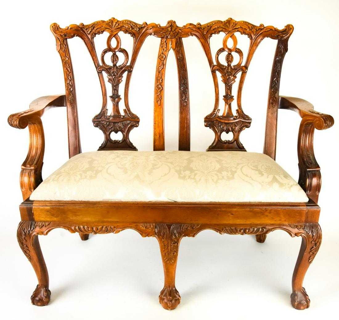 Chippendale Style Mahogany Child's Double Settee (1 of 9)