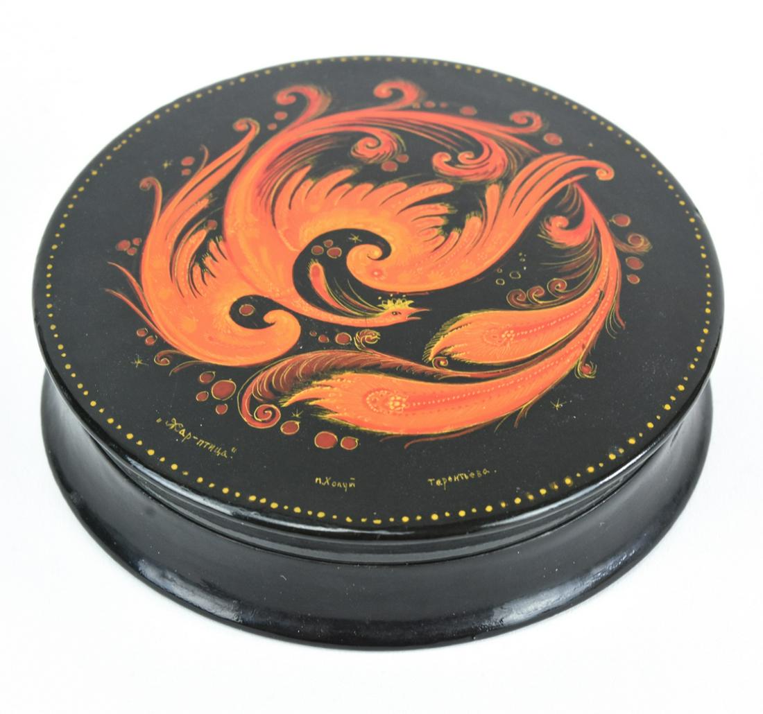 Signed Russian Lacquer Phoenix Bird Box (1 of 9)