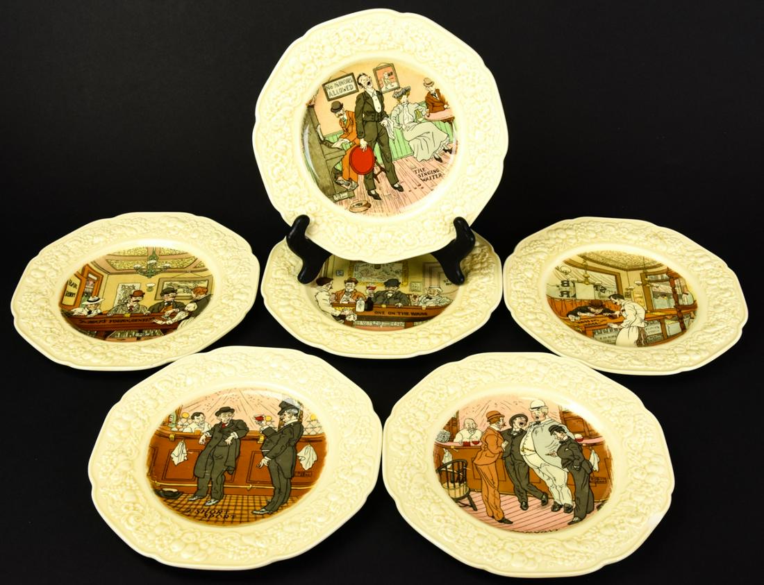 Set 6 "English Pub Plates" Crown Ducal Florentine (1 of 8)