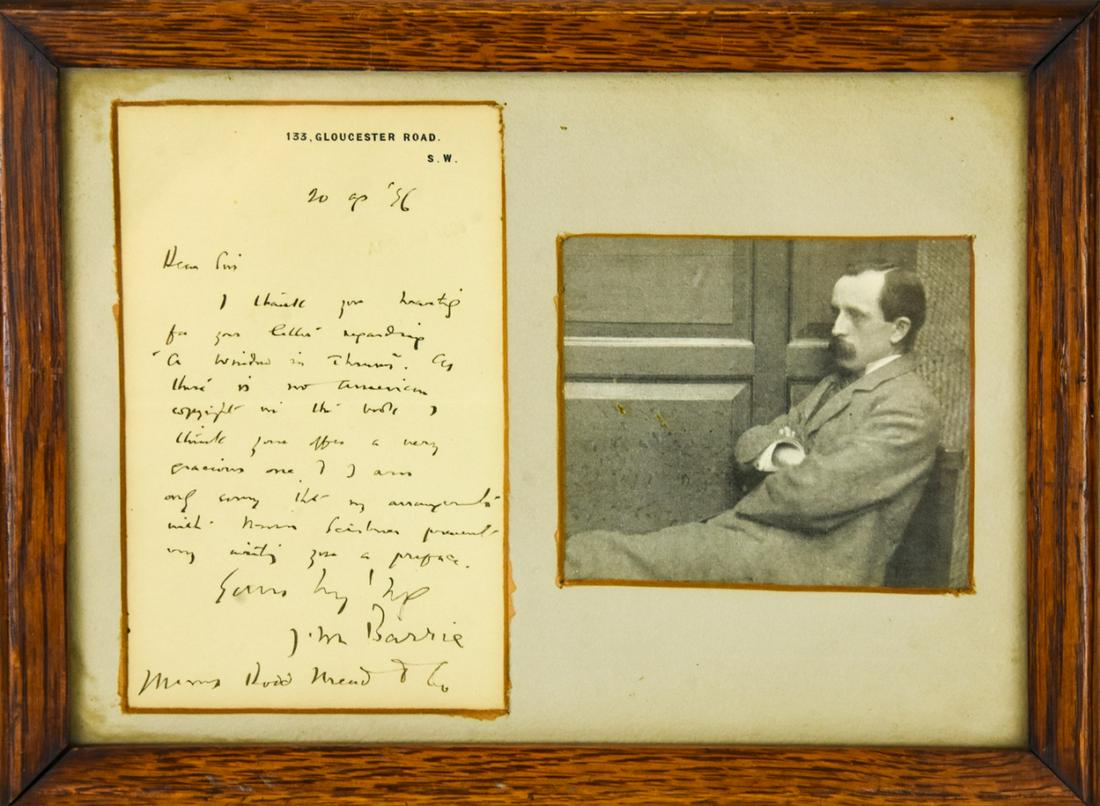 Author James Matthew Barrie Framed Signed Letter (1 of 8)