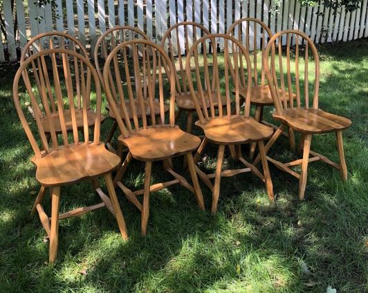 8 Hunt Pine Windsor Style Farm Dining Chairs (1 of 3)