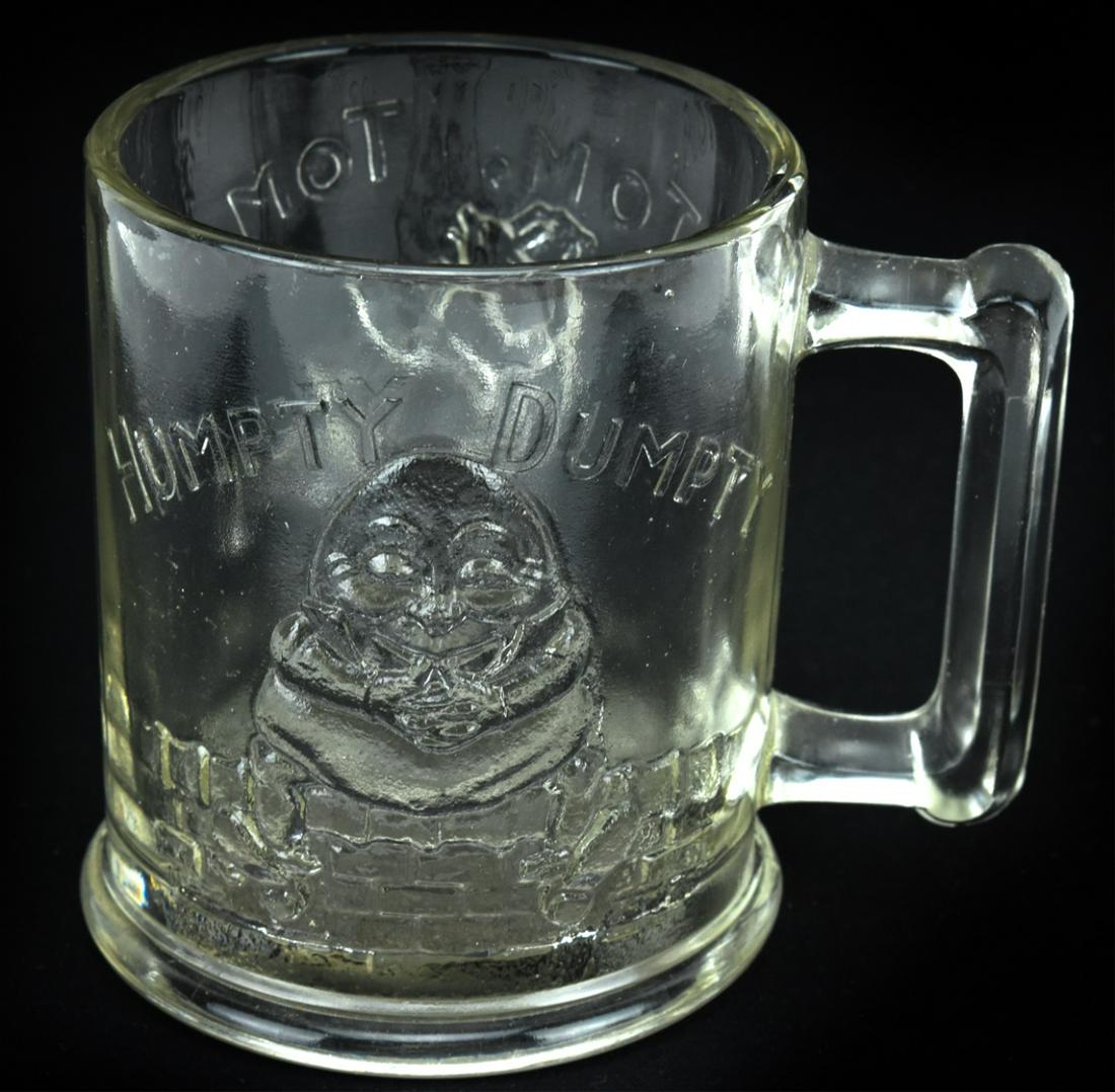 Antique Sandwich Glass Baby Cup of Humpty Dumpty: Antique Sandwich Glass Baby Cup of Humpty Dumpty. Measures 3.5 inches in height.