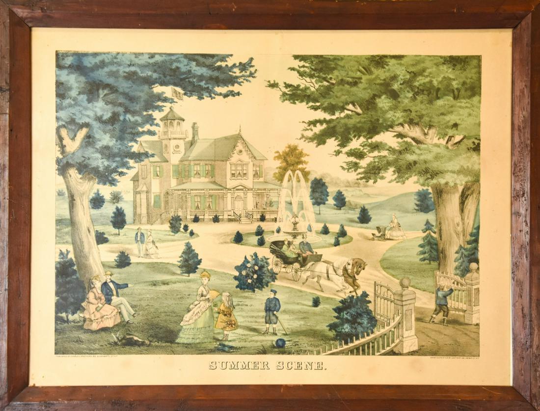 Charles Brothers "Summer Scene" Framed Lithograph (1 of 9)