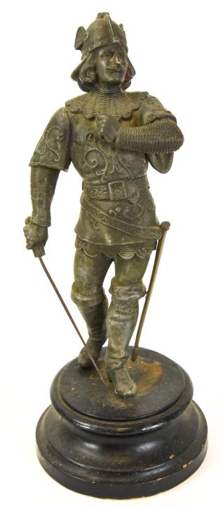 Antique 19th C Statue of a Conquistador on Base (1 of 10)