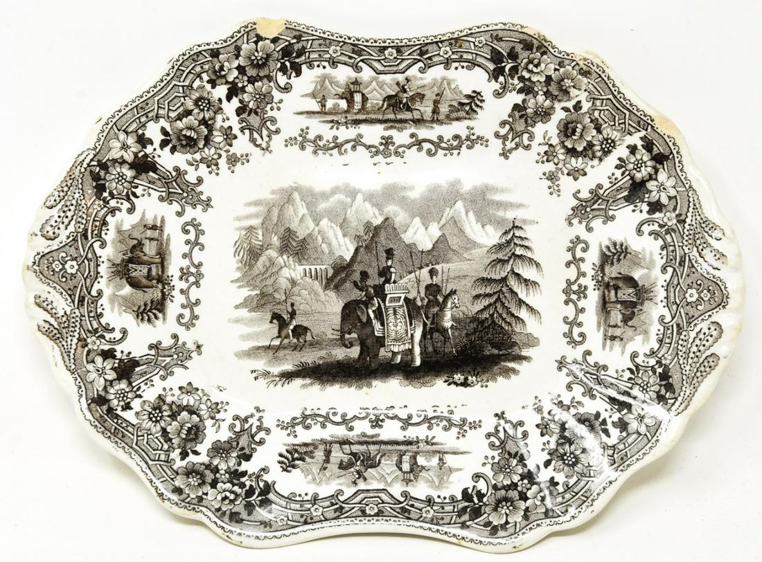 Antique 19th C Transferware Platter w Elephant (1 of 7)