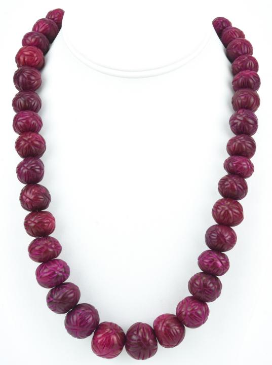 1000 Carat Hand Carved Ruby Bead Necklace (1 of 6)