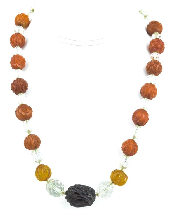 Antique Art Deco Sterling Crystal & Amber Necklace (1 of 5)