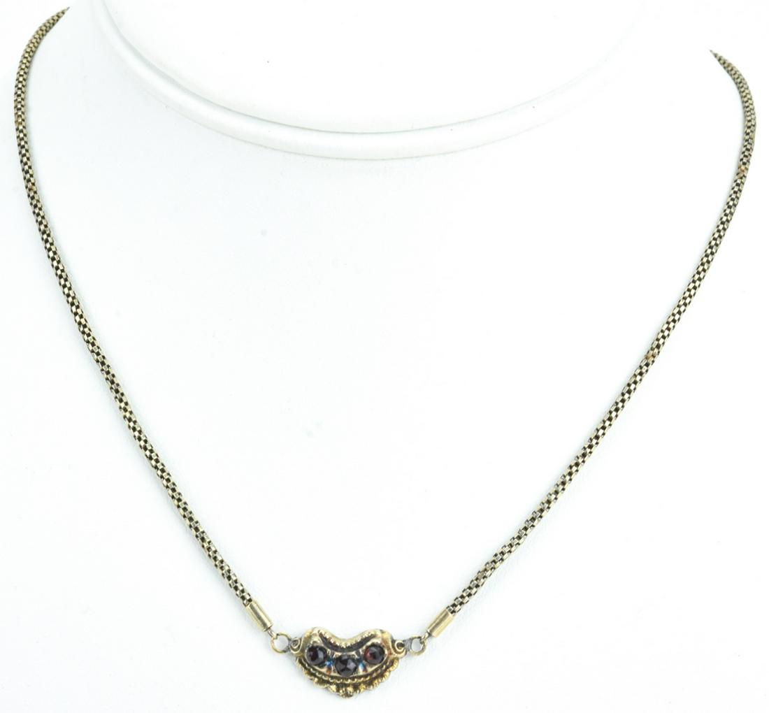 Antique 19th C 10KT Gold & Garnet Necklace (1 of 7)