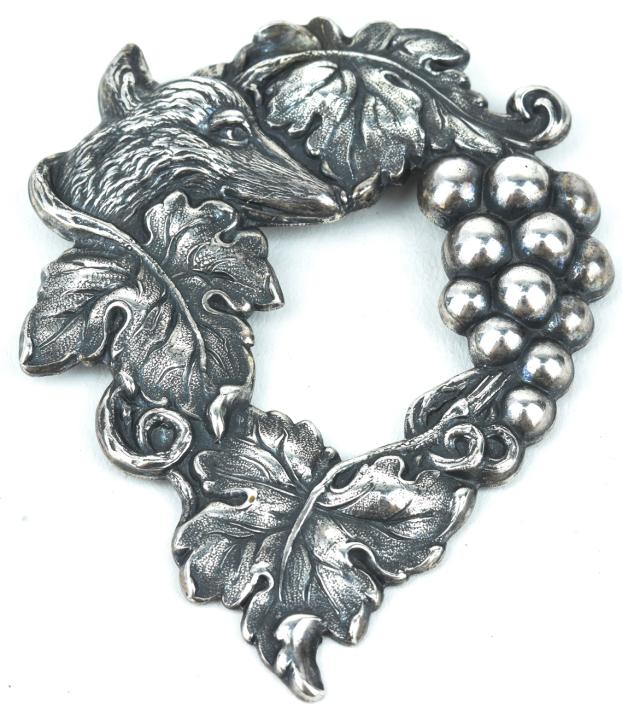 Vintage Figural Sterling Brooch w Fox & Grapes (1 of 6)