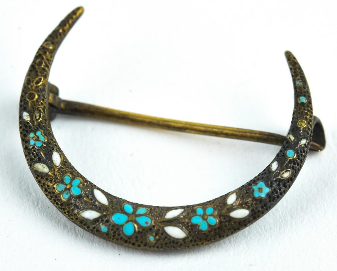 Antique Silver & Enamel Crescent Moon Brooch (1 of 5)