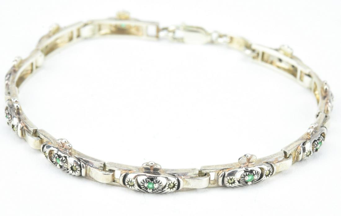 Sterling Silver Claddagh Bracelet with Emeralds (1 of 7)