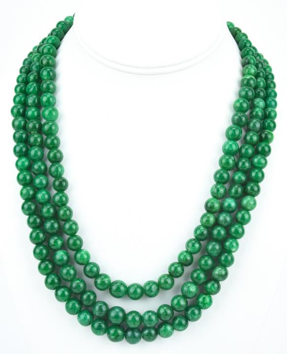 700 Carat Three Strand Emerald Bead Necklace (1 of 6)