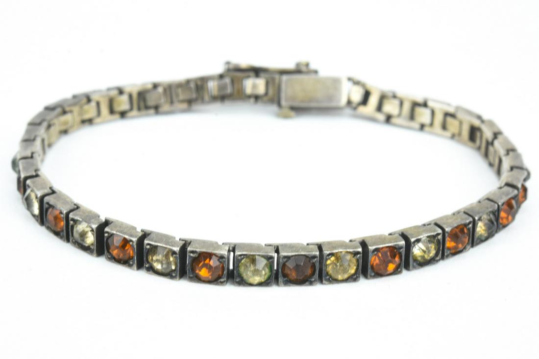 Antique Silver & Paste Tennis Bracelet: Antique Silver & Paste Tennis Bracelet. Measures just under 7 inches.