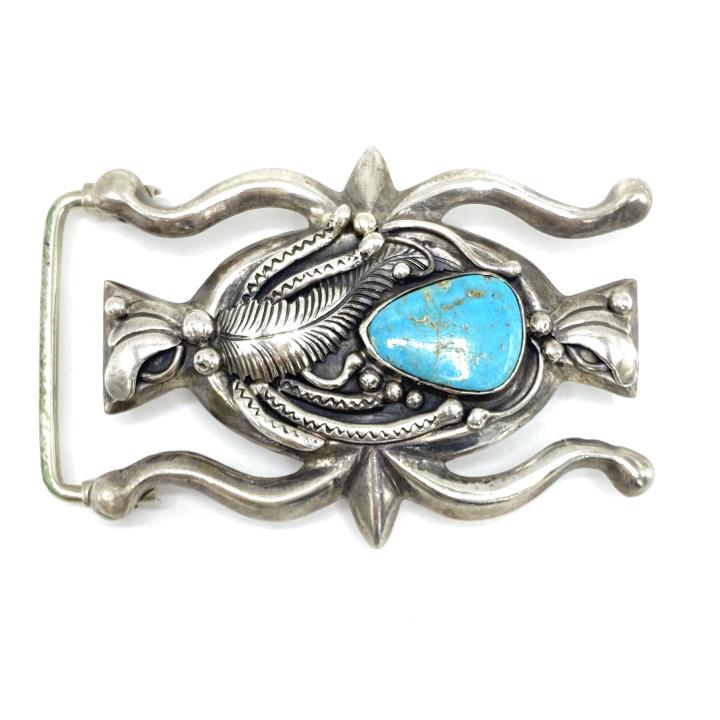 Navajo Rose Castillo Sterling & Turquoise Buckle (1 of 3)