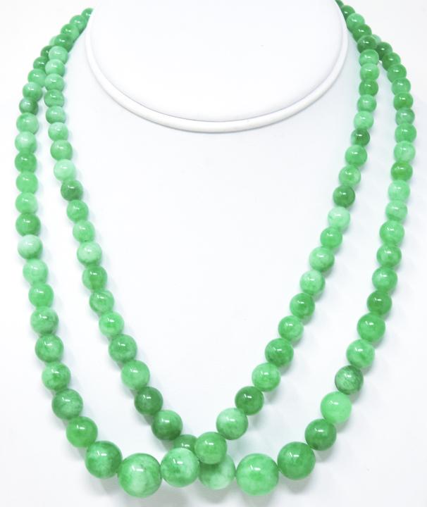Pair Green & White Nephrite Jade Necklace Strands (1 of 6)