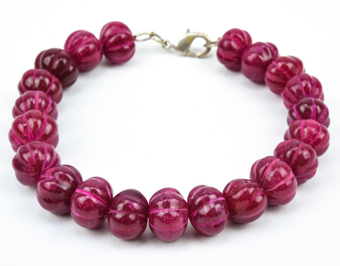 Bracelet Set w 235 Carats of Carved Ruby Beads (1 of 7)