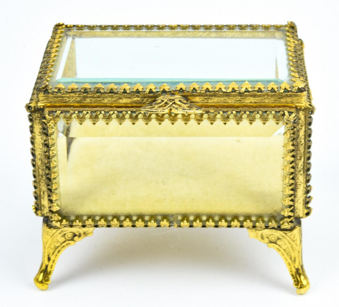 French Style Beveled Glass & Gilt Ormolu Box (1 of 8)