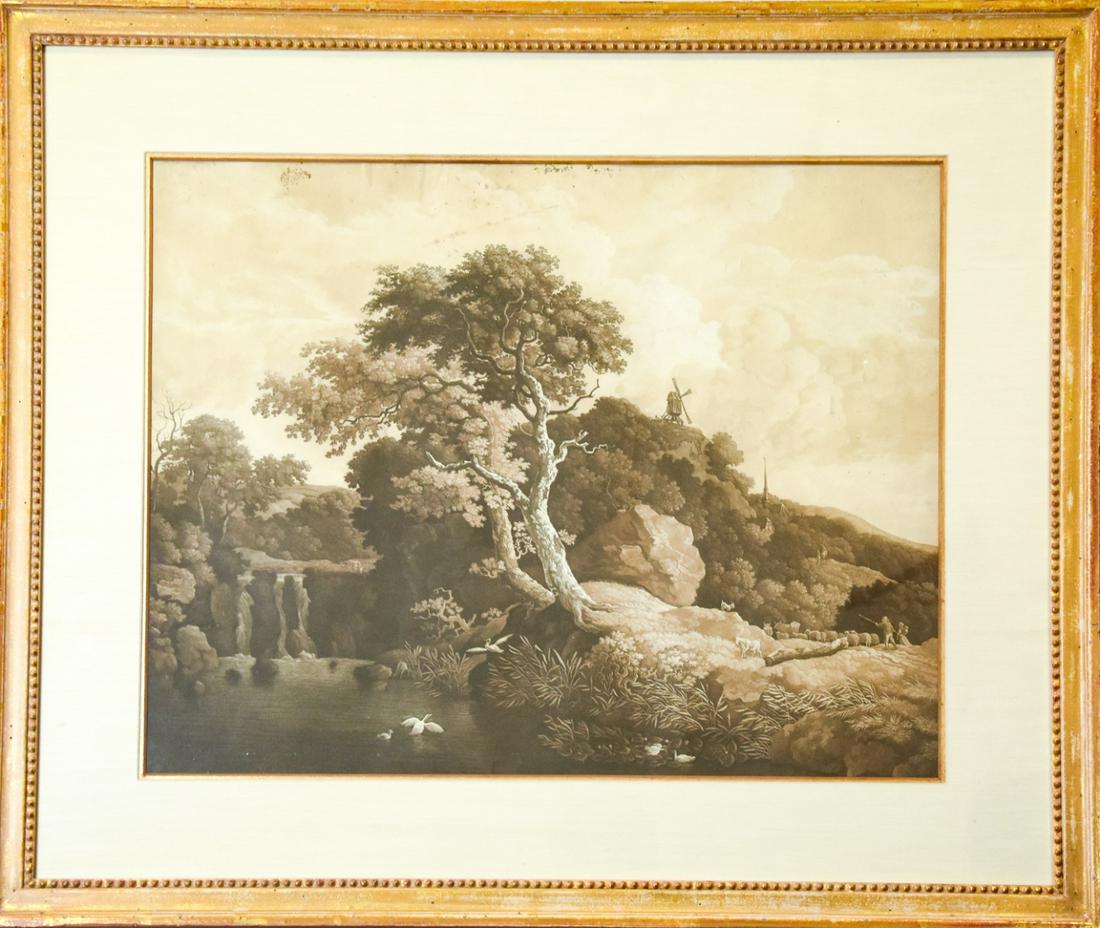 Framed Antique Lithograph Jaques Kuys "Le Soir" (1 of 9)