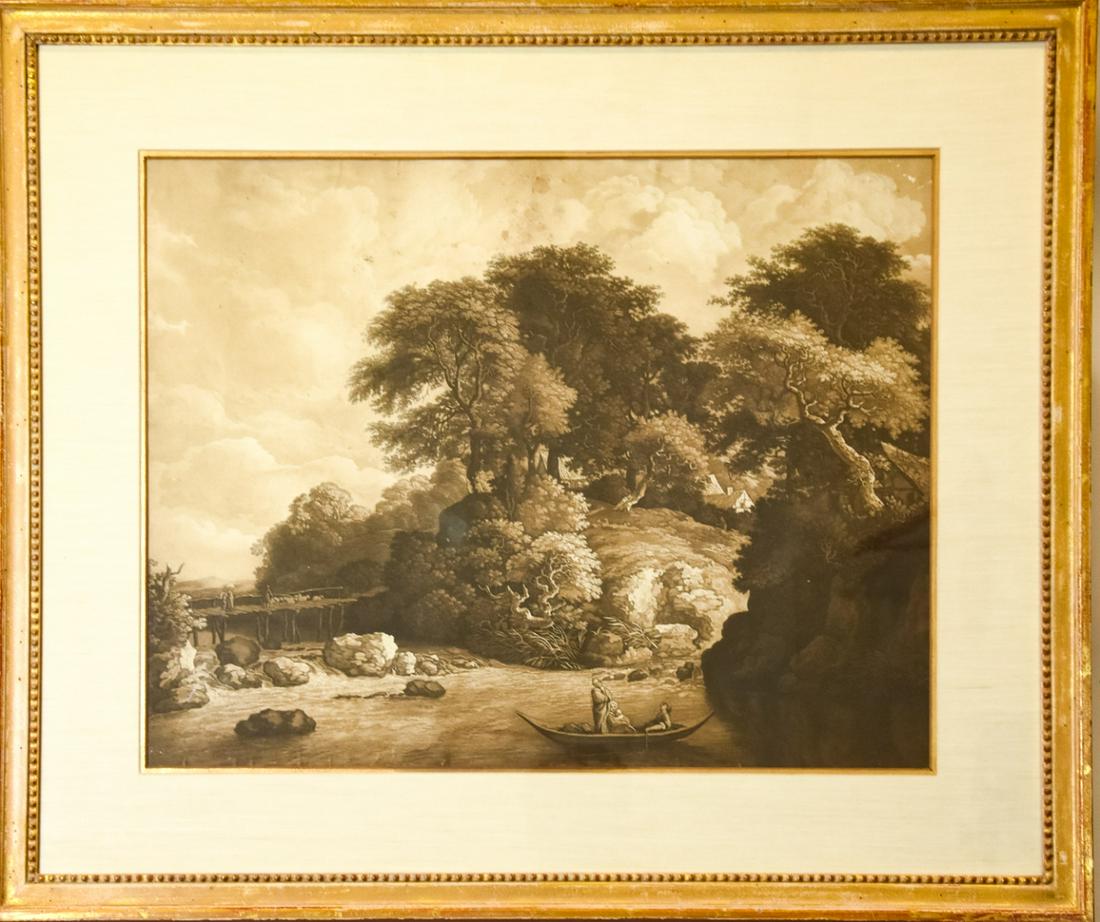 Framed Antique Lithograph "Fraicheur de la Soiree" (1 of 9)