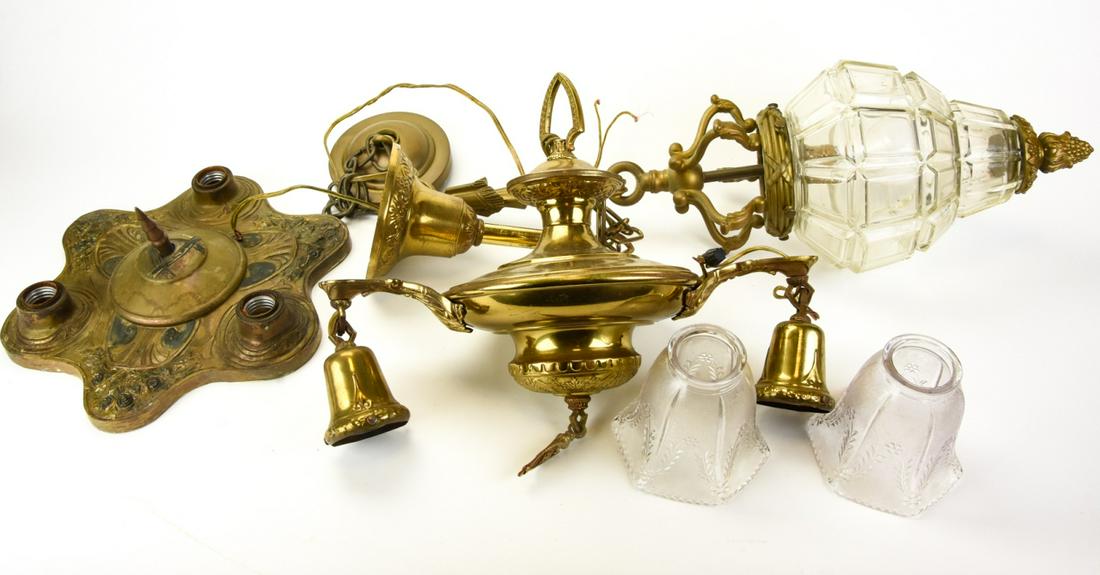 3 Architectural Salvage Art Deco Lighting Fixtures (1 of 6)