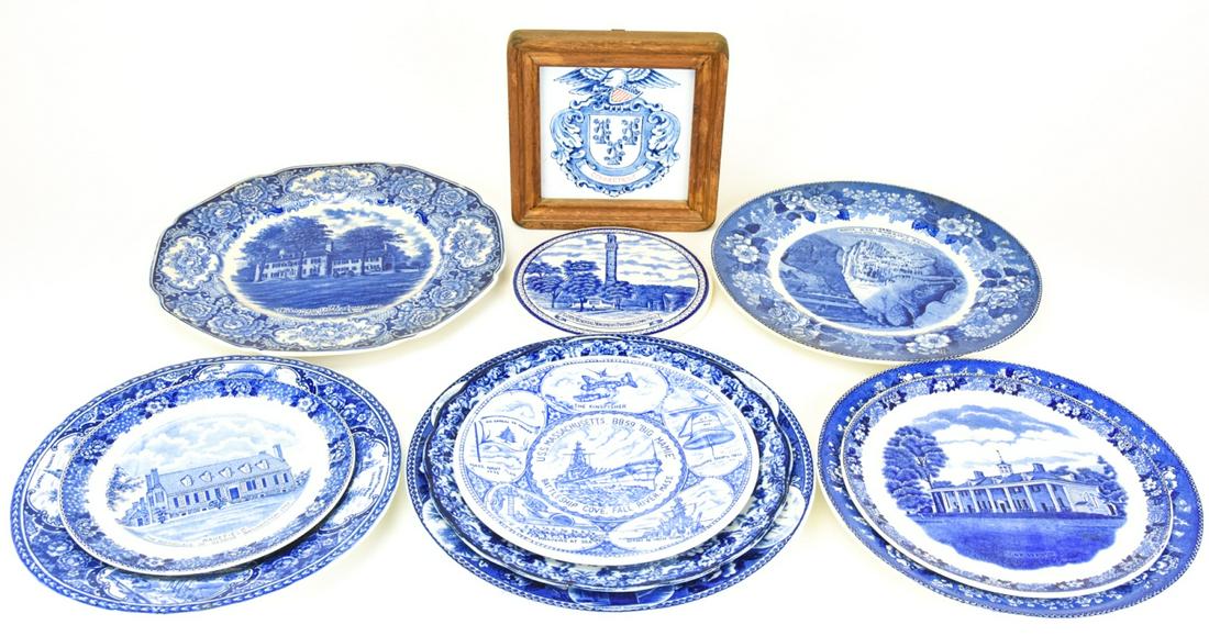 Antique Blue White Transfer Ware Historic Plates (1 of 7)