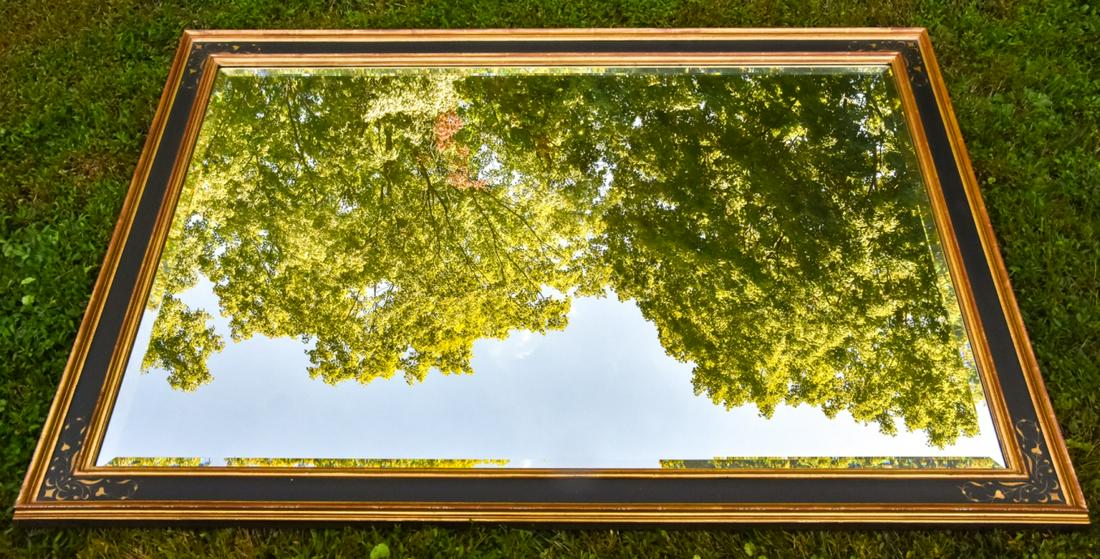 Hand Painted French Empire Gilt & Lacquer Mirror (1 of 7)