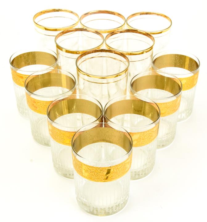 Collection Mid Century Gold Rimmed Bar Glassware (1 of 7)