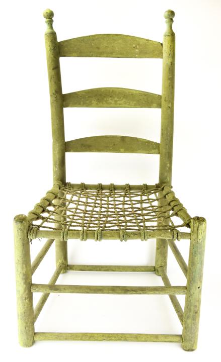 19th Century Ladder Back Rope Seat Painted Chair (1 of 10)