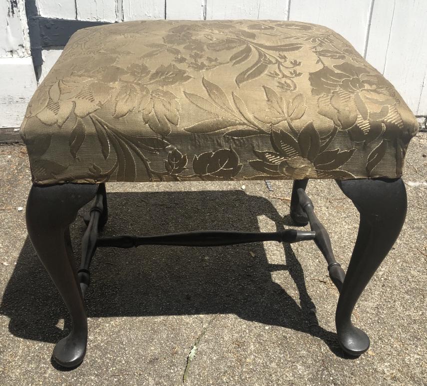 Antique Queen Ann Upholstered Stool or Bench (1 of 3)