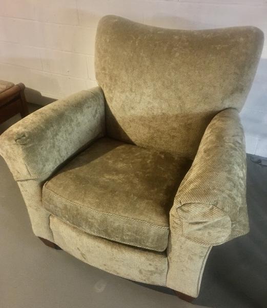 Stickley Contemporary Upholstered Club Chair: Stickley Contemporary Velour Upholstered Club Chair. 37 inches x 39 inches x 32 inches