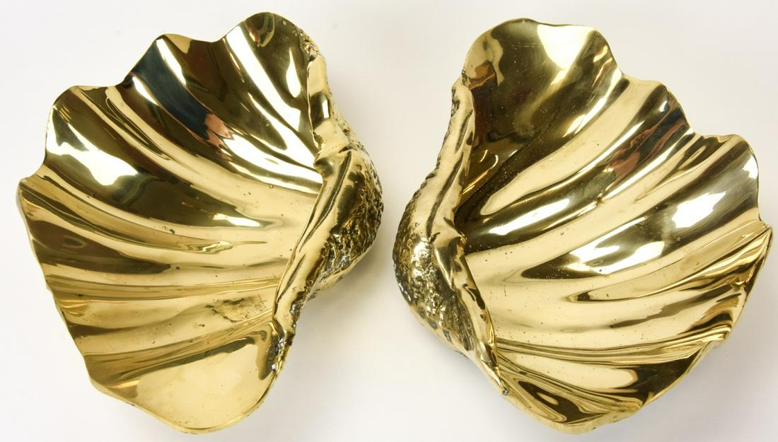 Pair Mid C Brass Clam Shell Table Articles (1 of 7)