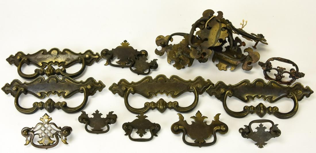 Group of Chippendale Style Furniture Drawer Pulls: Group of Chippendale Style Furniture Drawer Pulls. Collection of Chippendale style drawer hardware pulls.