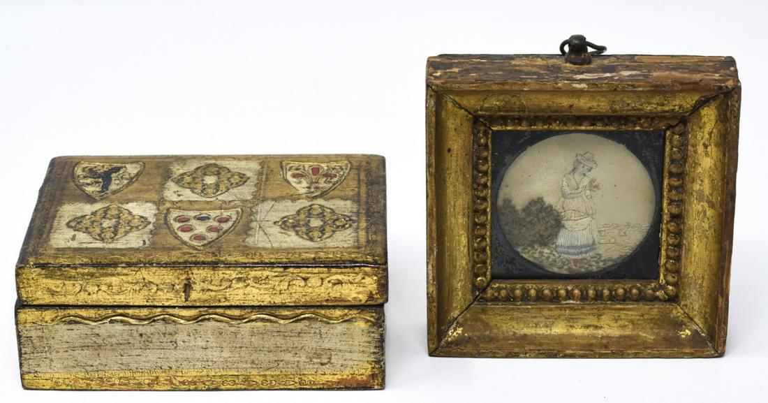 Italian Florentine Table Box & Framed Needlepoint (1 of 8)