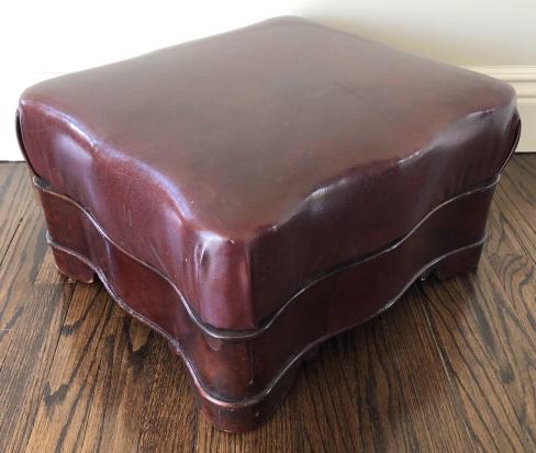 Vintage Faux Leather Burgundy Foot Stool (1 of 3)