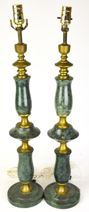 Pair Vintage Marble & Brass Column Form Lamps (1 of 5)