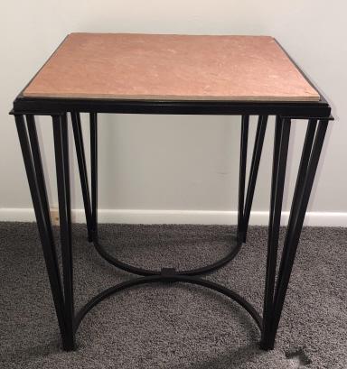 Wrought Iron Hard Stone Top Modern Side Table (1 of 4)
