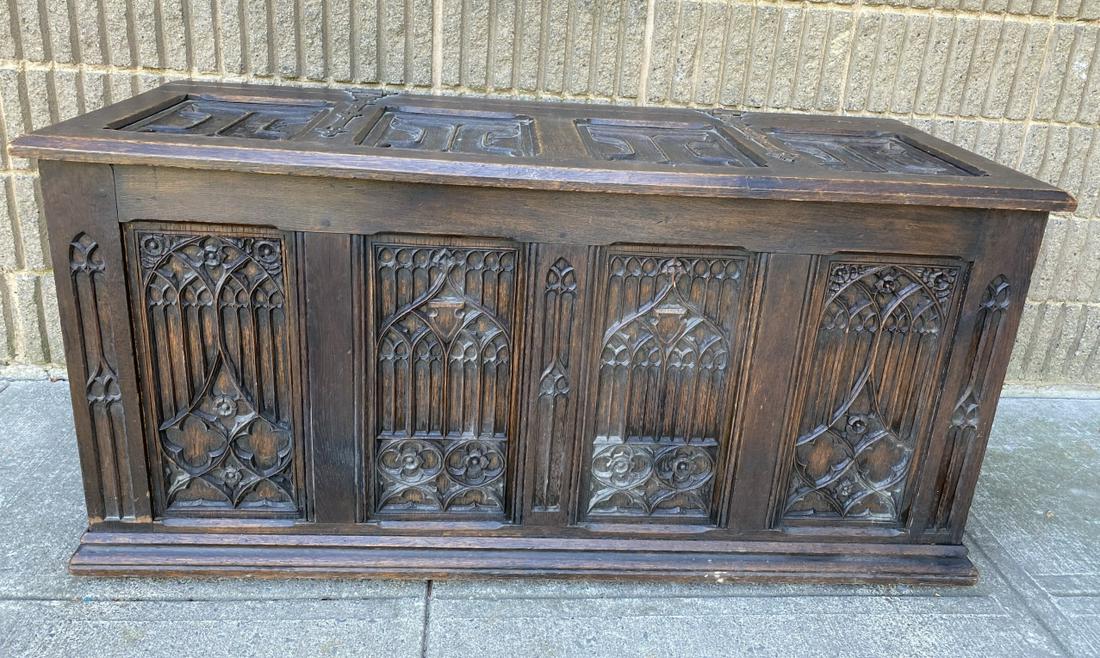 Neo Gothic Style Highly Carved Trunk (1 of 9)