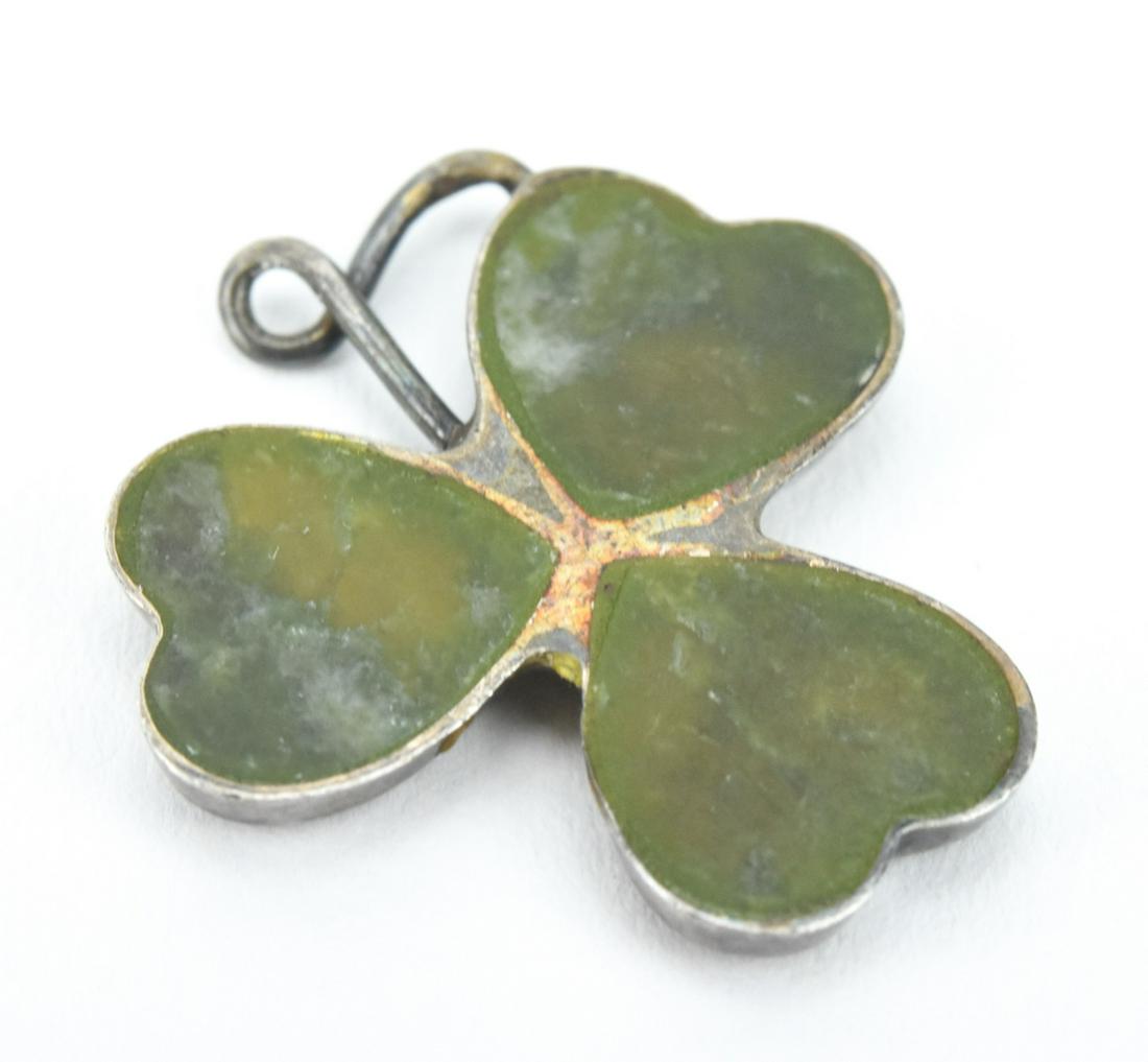 Antique Sterling & Connemara Marble Clover Pendant (1 of 5)