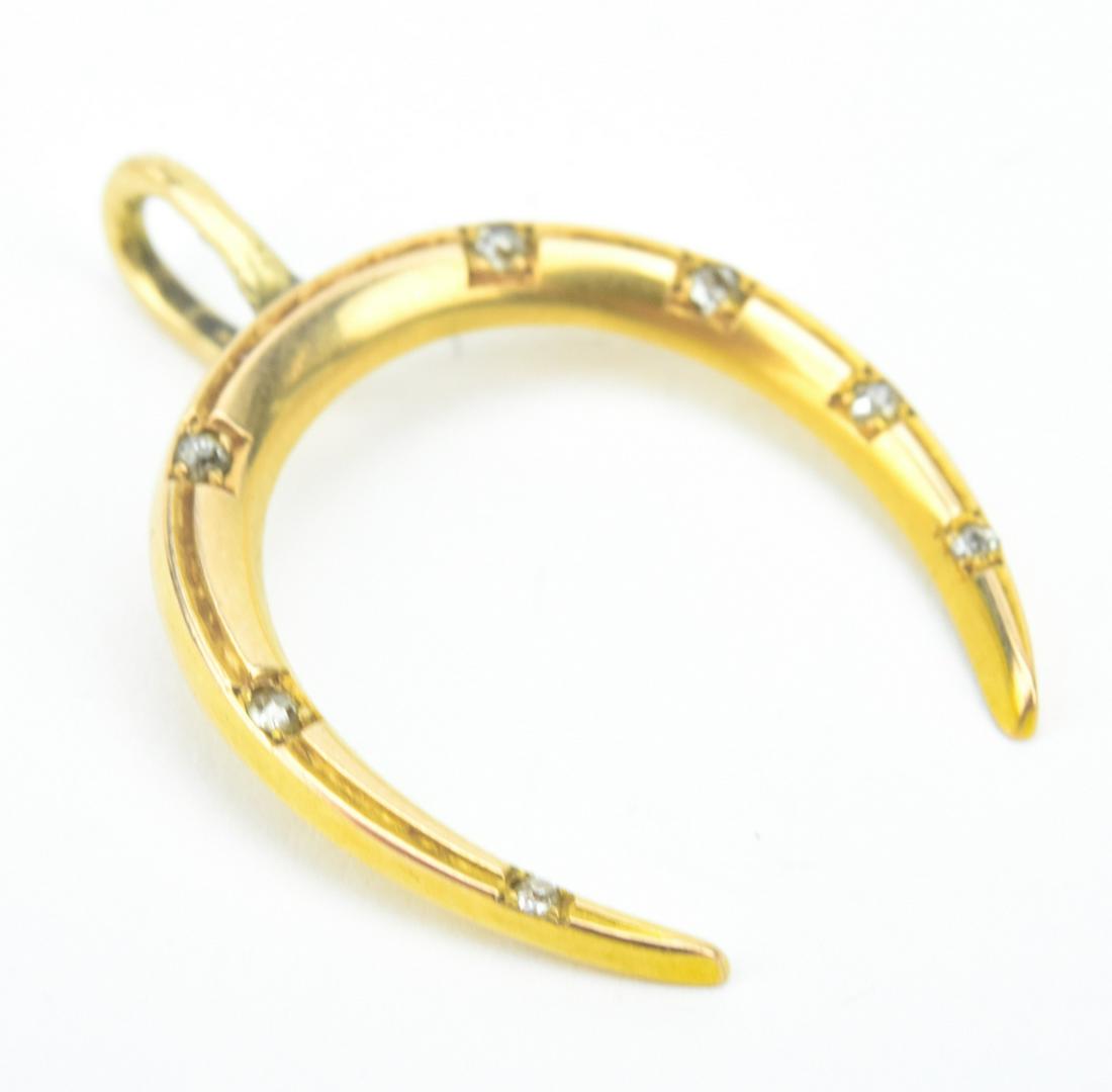 Estate 14KT Yellow Gold Diamond Horseshoe Pendant (1 of 6)