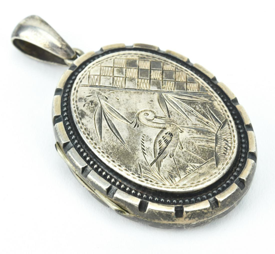 Antique 19th C Sterling Silver Locket Pendant (1 of 6)
