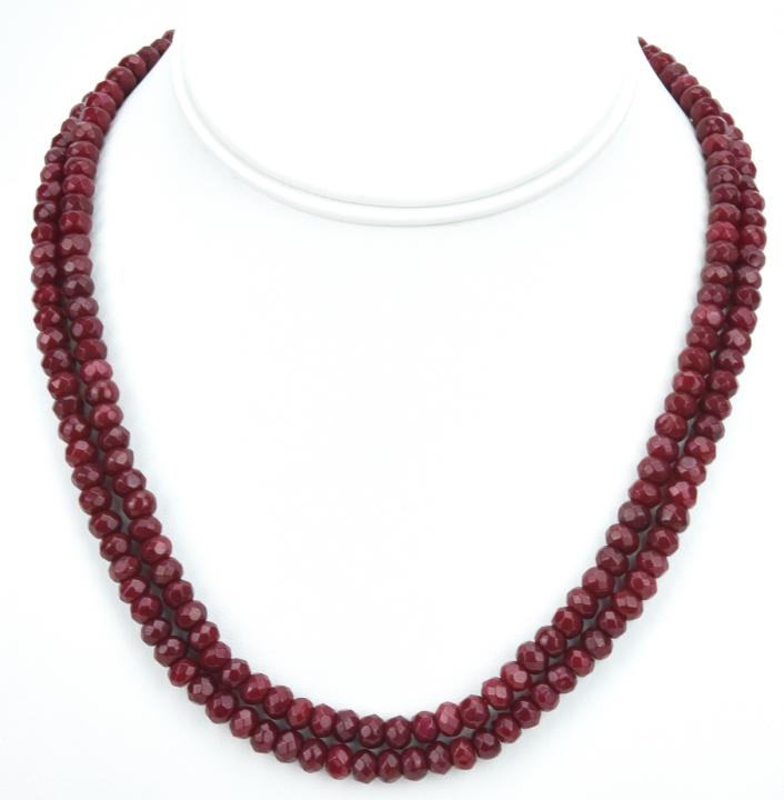 Pair Sterling Silver Ruby Necklaces w 220 Carats (1 of 5)