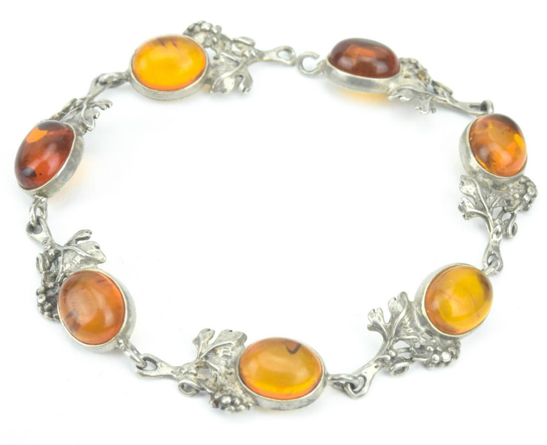 Vintage Sterling Silver & Baltic Amber Bracelet (1 of 7)