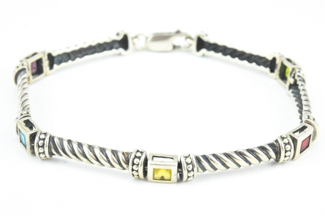 Sterling Silver Semi Precious Stone Panel Bracelet (1 of 7)
